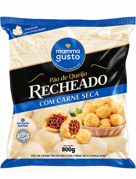 PÃO DE QUEIJO RECHEADO CARNE SECA 800G MAMMA GUSTO