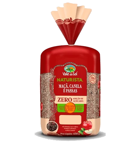 PÃO INTEGRAL CANELA MAÇÃ E PASSAS 450G VALE DO SOL