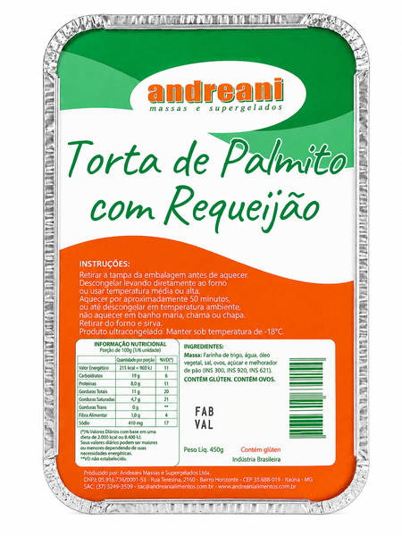 TORTA DE PALMITO C/ REQUEIJÃO 450G ANDREANI