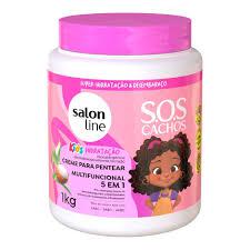 CREME PARA PENTEAR SALON LINE 1KG CACHOS KIDS MULTIF 3EM1