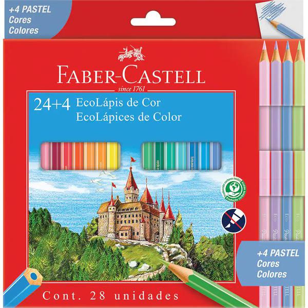 LAPIS COR FABER CASTELL 24 COR + 4 COR PASTEL