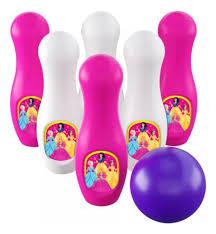 BRINQ BOLICHE PRINCESAS C/6 PINOS 21CM + BOLA 9CM