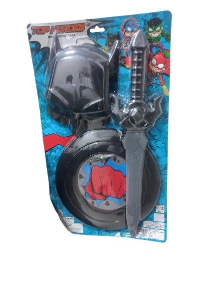 BRINQ SUPER HEROI C/ESCUDO/ESPADA MORCEGO PRETO