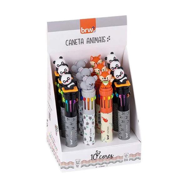CANETA ESF BRW ANIMAIS 10 CORES 0.7MM