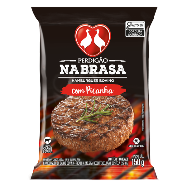 HAMBURGUER PERDIGAO NA BRASA BOV C/ PICANHA 150G