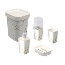 KIT BANHEIRO SELF CARE MARMORE C/ 5 PCS