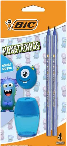 KIT ESC BIC MONSTRINHOS 2LAPIS+APONTADOR+BORRACHA