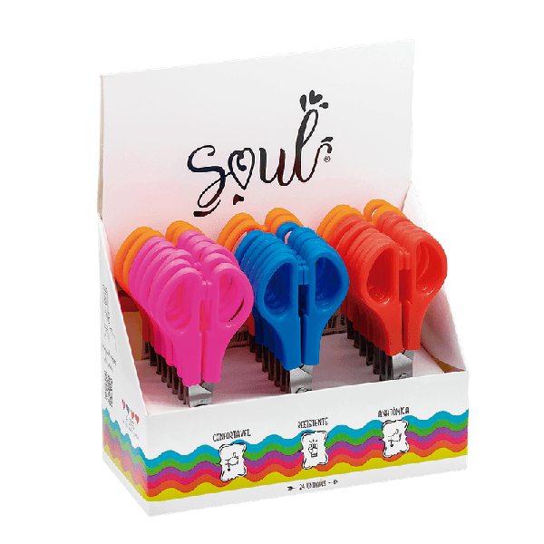 TESOURA ESCOLAR+REGUA BRW NEON 13CM