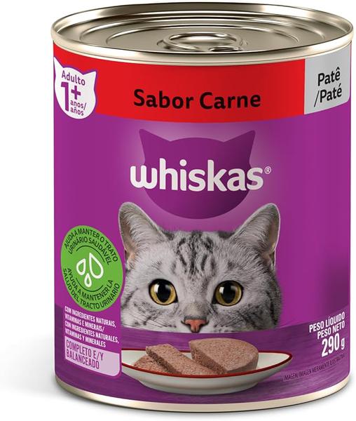 ALIMENTO GATO UMIDO WHISKAS LATA 290g AD PATE CARNE