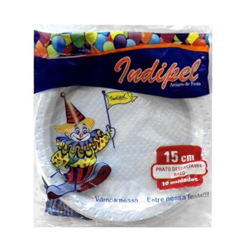 PRATO DESCART PLAST 15CM RASO BRANCO INDIPEL PCT 10un