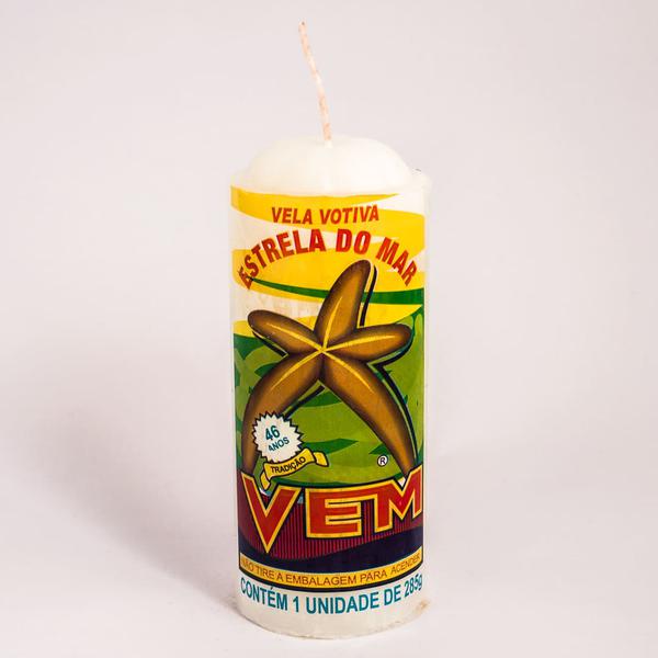 VELA VOTIVA BRANCA MEDIA ESTRELA DO MAR EMB 285g