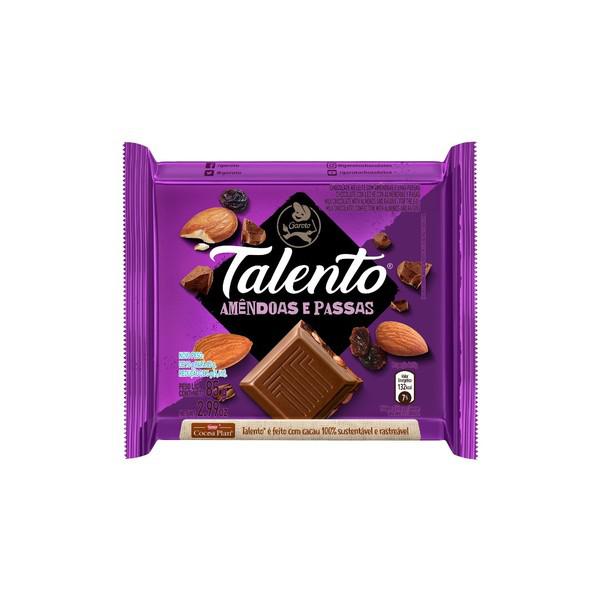 CHOC.TALENTO 85G AMENDOAS/PASSAS
