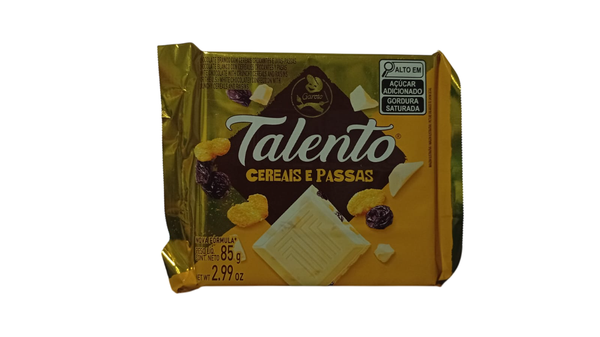 CHOC.TALENTO 85G CEREAIS/PASSAS