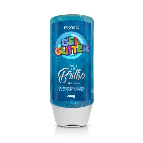 GEL FIXED GLITTER 200G AZUL CAP/COR
