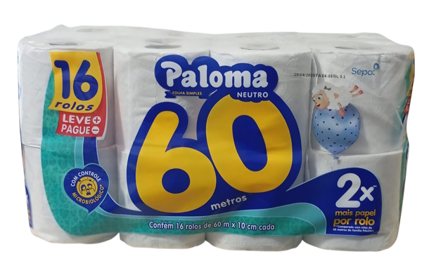 PAPEL HIG.PALOMA FS 16X60MT NEUTRO