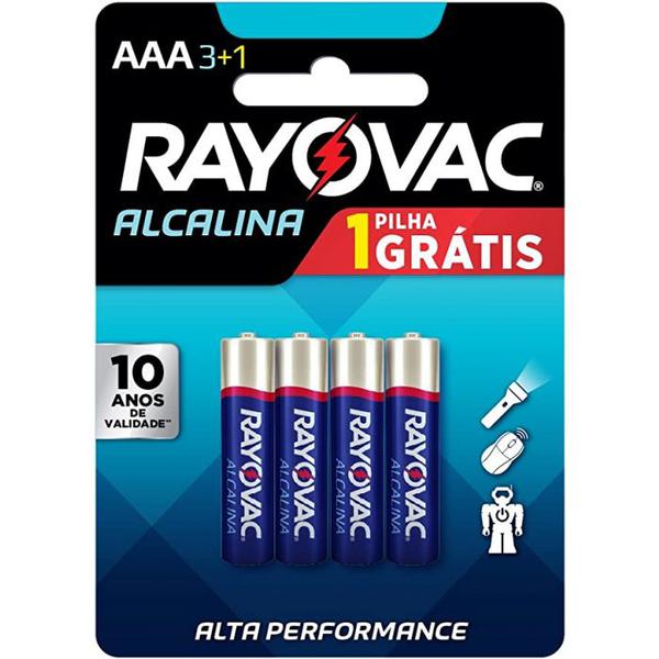 PILHA RAYOVAC AAA ALCALINA 4UN