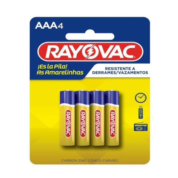 PILHA RAYOVAC AAA AMARELA 4UN PALIT