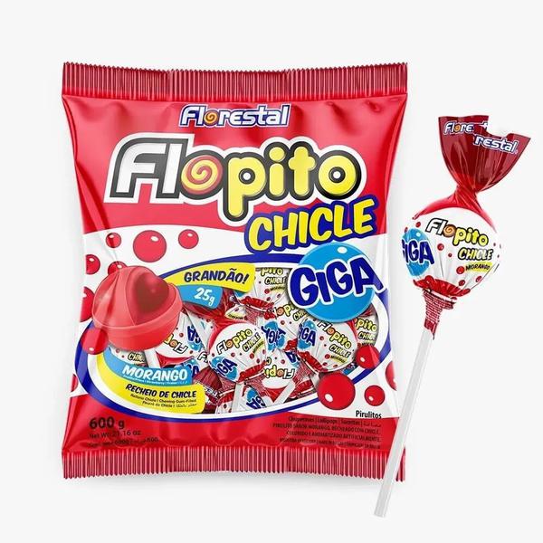PIRULITO FLOPITO GIGA 600G MORANGO