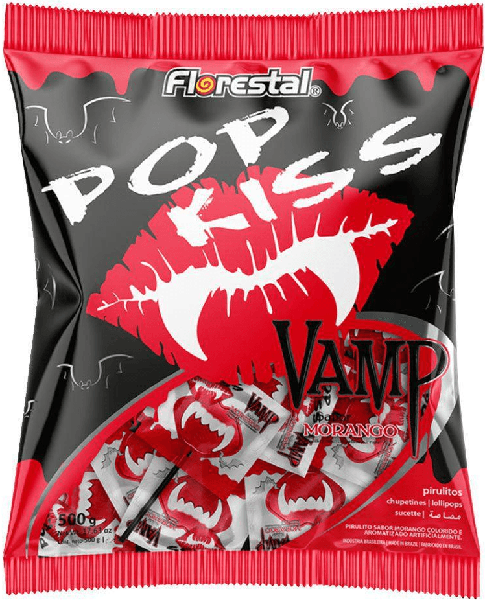PIRULITO POP KISS 500G VAMP MORANGO