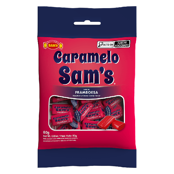 CARAMELO SAMS FRAMBOESA 80G