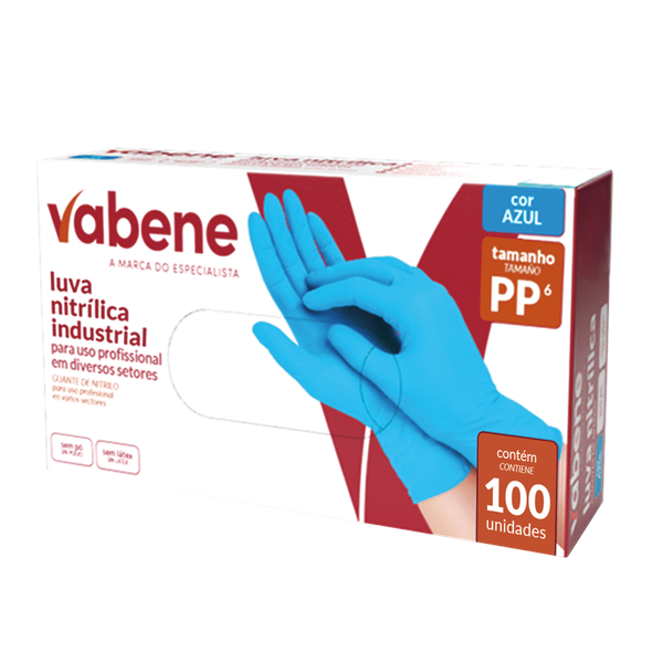 LUVAS NITRILICA VABENE AZUL G S/PO C/100