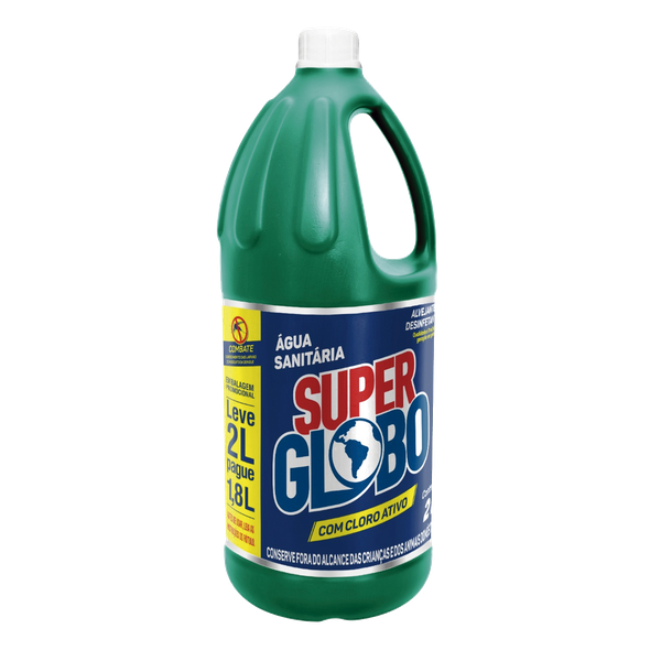 AGUA SANITARIA SUPER GLOBO LV 2L PG 1,8L PROMOC - R$4.46 - CX/08 - 7898083661347