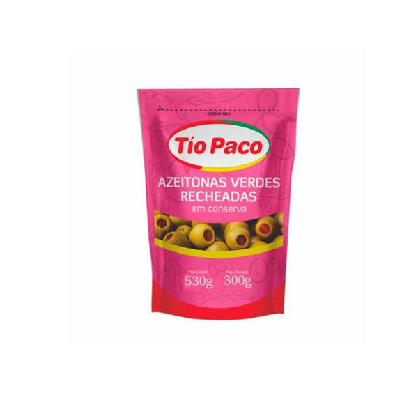 AZEITONA TIO PACO VERDE RECHEADA DOY PACK 300G - R$8.75 - CX/20 - 7898174853767