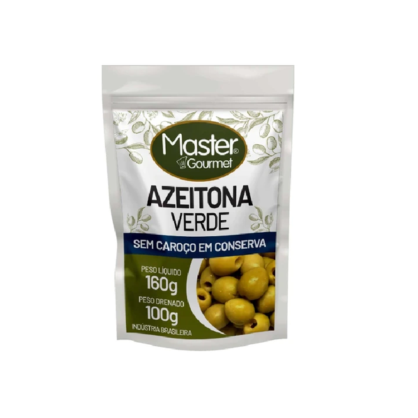 AZEITONA MASTER GOURMET VERDE S/C DOYPACK 100G - R$3.99 - CX/24 - 7898695260556