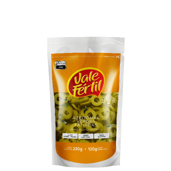 AZEITONA VALE FERTIL VERDE FAT DOY PACK 120G - R$4.79 - CX/24 - 7896272004197