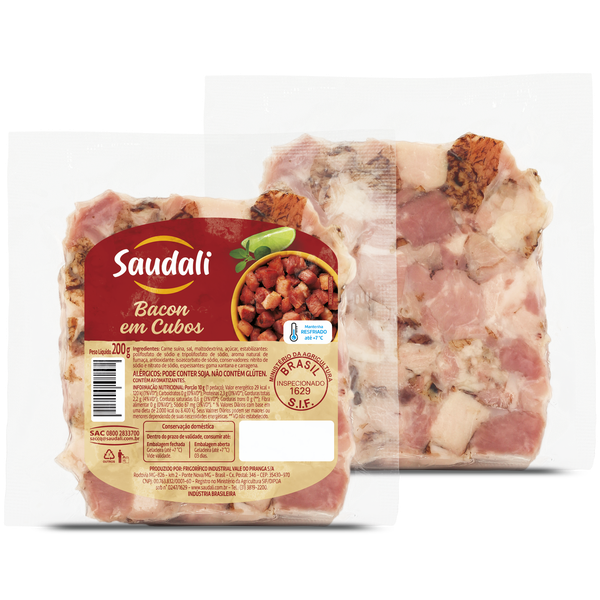 BACON CUBOS SAUDALI 200G - R$5.50 - CX/25 - 7898229384543