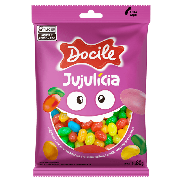 BALA D GOMA DOCIGOMA DOCILE JUJULICIA 80G - R$3.55 - CX/12 - 7896451928238