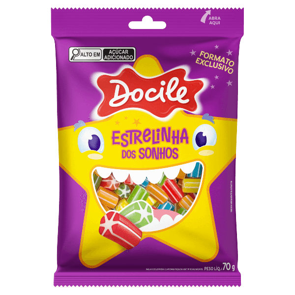 BALA DOCILE CANUDINHO ESTRELINHA BITE SIZE 70G - R$3.55 - CX/12 - 7896451929693