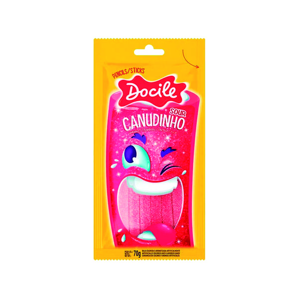 BALA DOCILE CANUDINHOS MORANGO CITRICOS 70G - R$3.68 - CX/12 - 7896451912466