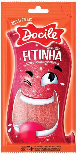 BALA DOCILE FITINHA  MORANGO ACIDAS  70G - R$3.44 - CX/12