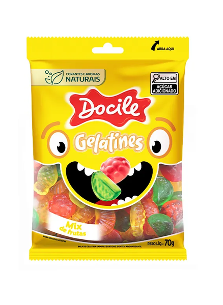 BALA DOCILE GELATINA MIX SABORES 70G - R$3.68 - CX/12 - 7896451927460