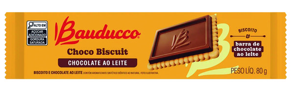 BISC BAUDUCCO CHOCOBISCUIT AO LEITE 80G. - R$5.38 - CX/24 - 7891962056500
