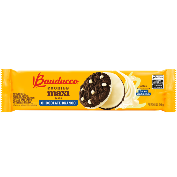 BISC BAUDUCCO COOKIES MAXI CHOCOLATE BRANCO 96G - R$3.87 - CX/42 - 7891962067629