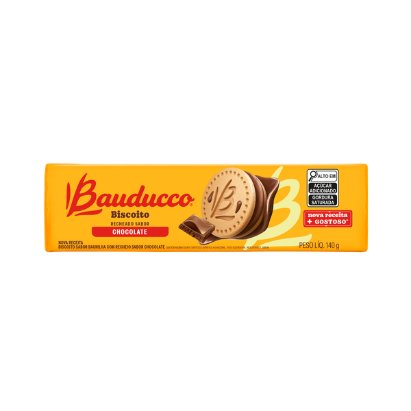 BISC BAUDUCCO RECHEADOS CHOCOLATE 140G - R$1.86 - CX/56 - 7891962008387