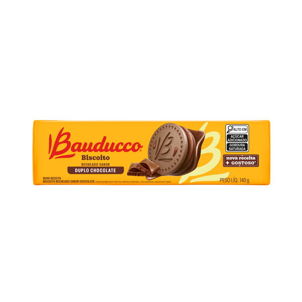 BISC BAUDUCCO RECHEADOS DUPLO CHOC 140G - R$1.86 - CX/56 - 7891962026138