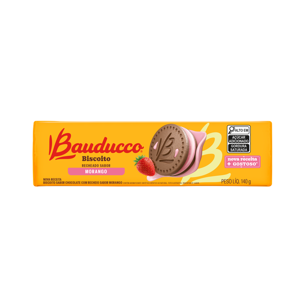 BISC BAUDUCCO RECHEADOS MORANGO 140G - R$1.86 - CX/56 - 7891962008325