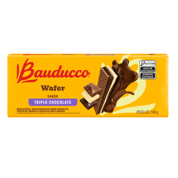 BISC BAUDUCCO WAFER TRIPLO CHOCO 140G - R$2.89 - CX/54