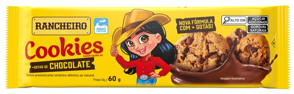 BISC RANCHEIRO COOKIES BAUNILHA C/GOTAS CHOC 60G - R$1.64 - CX/40 - 7896253401267