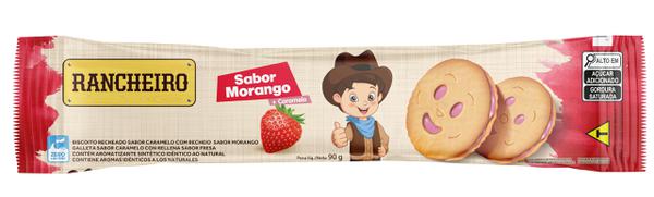 BISC RANCHEIRO RECHEADO MORANGO C/ CARAMELO 90G - R$1.60 - CX/30 - 7896253401915