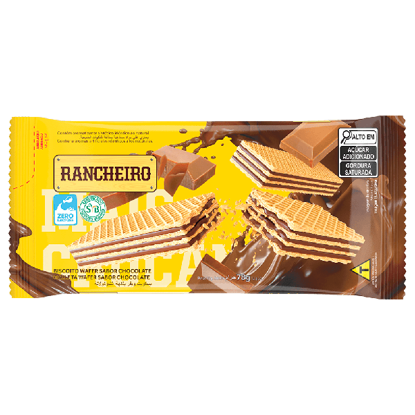 BISC RANCHEIRO WAFER DE CHOCOLATE 78G - R$1.62 - CX/40 - 7896253401564