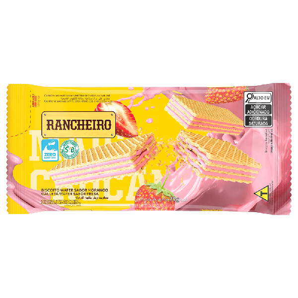 BISC RANCHEIRO WAFER DE MORANGO 78G - R$1.62 - CX/40 - 7896253401557