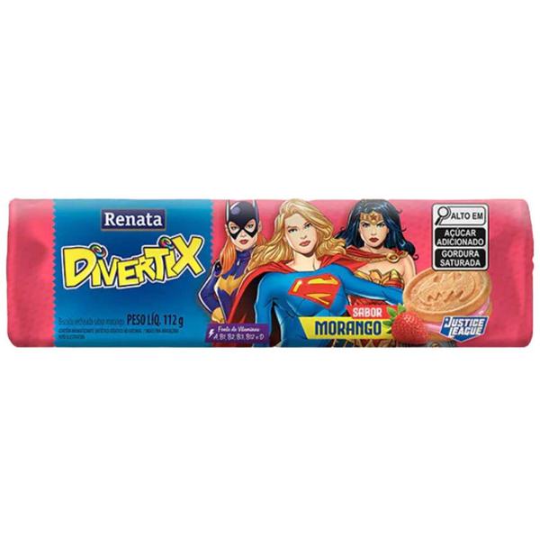 BISC RENATA DIVERTIX RECHEADO MORANGO 112G - R$1.90 - CX/36 - 7896022207090