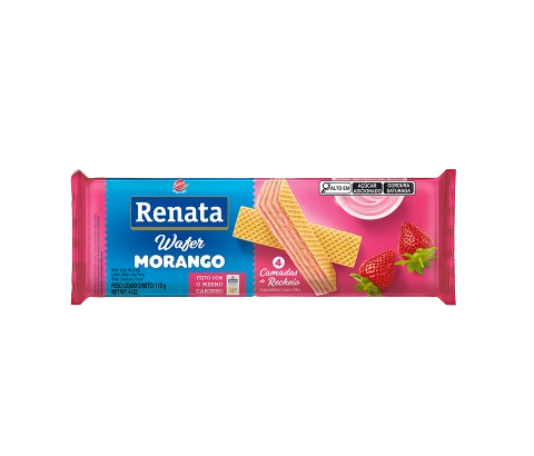 BISC RENATA WAFER MORANGO 115G - R$2.06 - CX/40 - 7896022204952