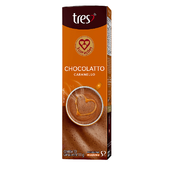 CAPSULA 3 CORACOES CHOCOLATTO CARAMELO 11G - R$15.79 - DP/01 - 7896005806203