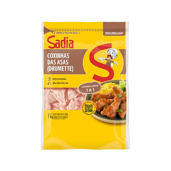 COXINHA DA ASA DE FRANGO SADIA IQF 1KG - R$11.40 - CX/08 - 7893000488878