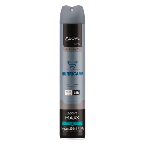 DESOD ABOVE AERO MAXX ELEMENTS HURRICANE 250ML - R$7.49 - CX/12 - 7899674031525